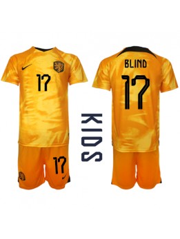 Billige Nederland Daley Blind #17 Hjemmedraktsett Barn VM 2022 Kortermet (+ Korte bukser)